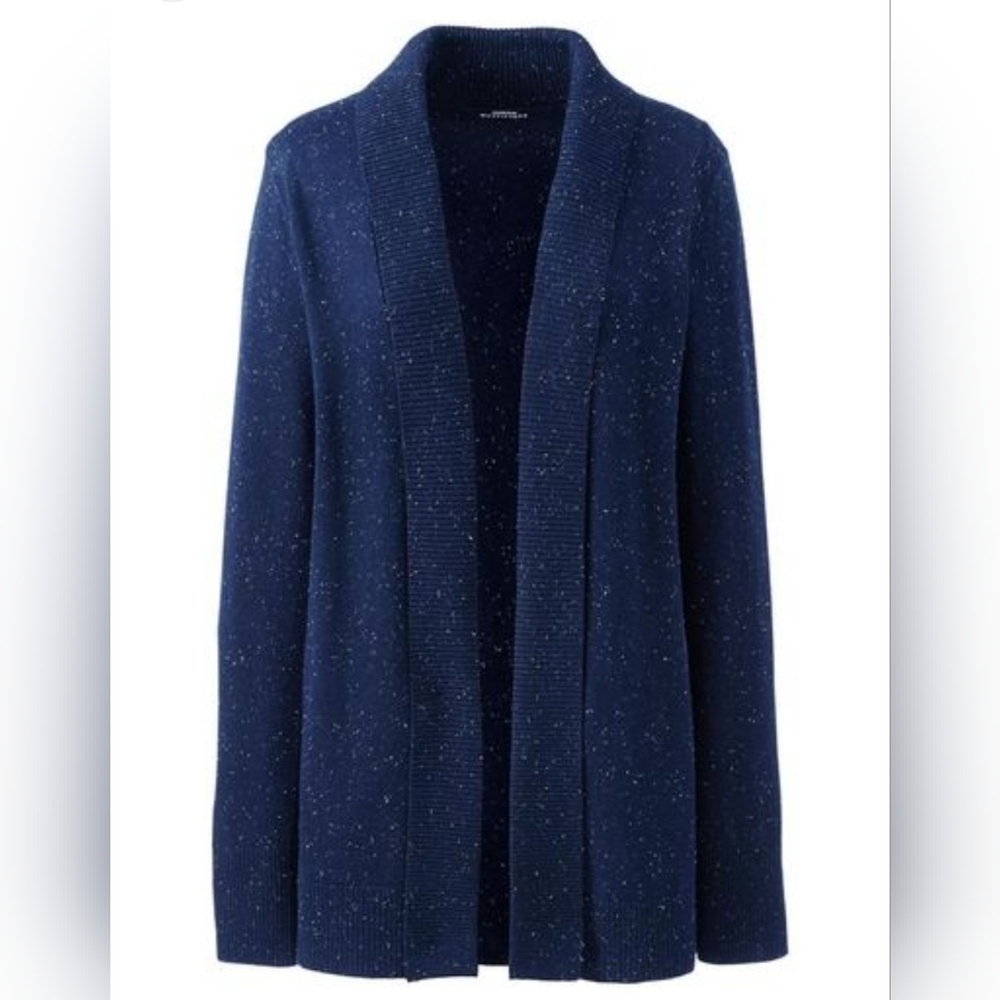 NWOT Lands End Navy Open Cardigan